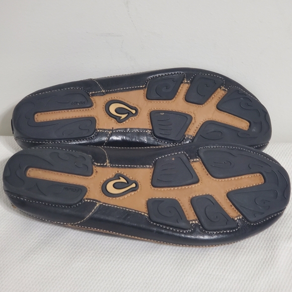 OlyKai Lokahi Driving Moccasin Loafers Black Leather Slip On Men's   10 - Picture 8 of 9